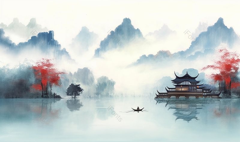 新中式水墨山水画,插画/手绘图,插画/手绘图库,插画/手绘图下载,插画/手绘